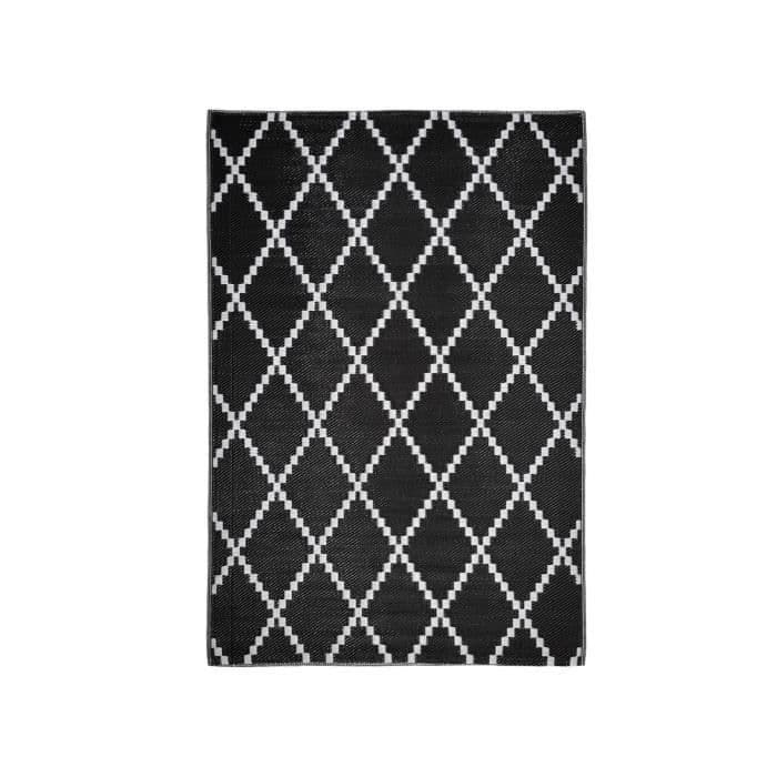 TROPIQUE Utomhusmatta 150 x 220 cm - Svart och vitt - Geometriskt mönster - Vändbar