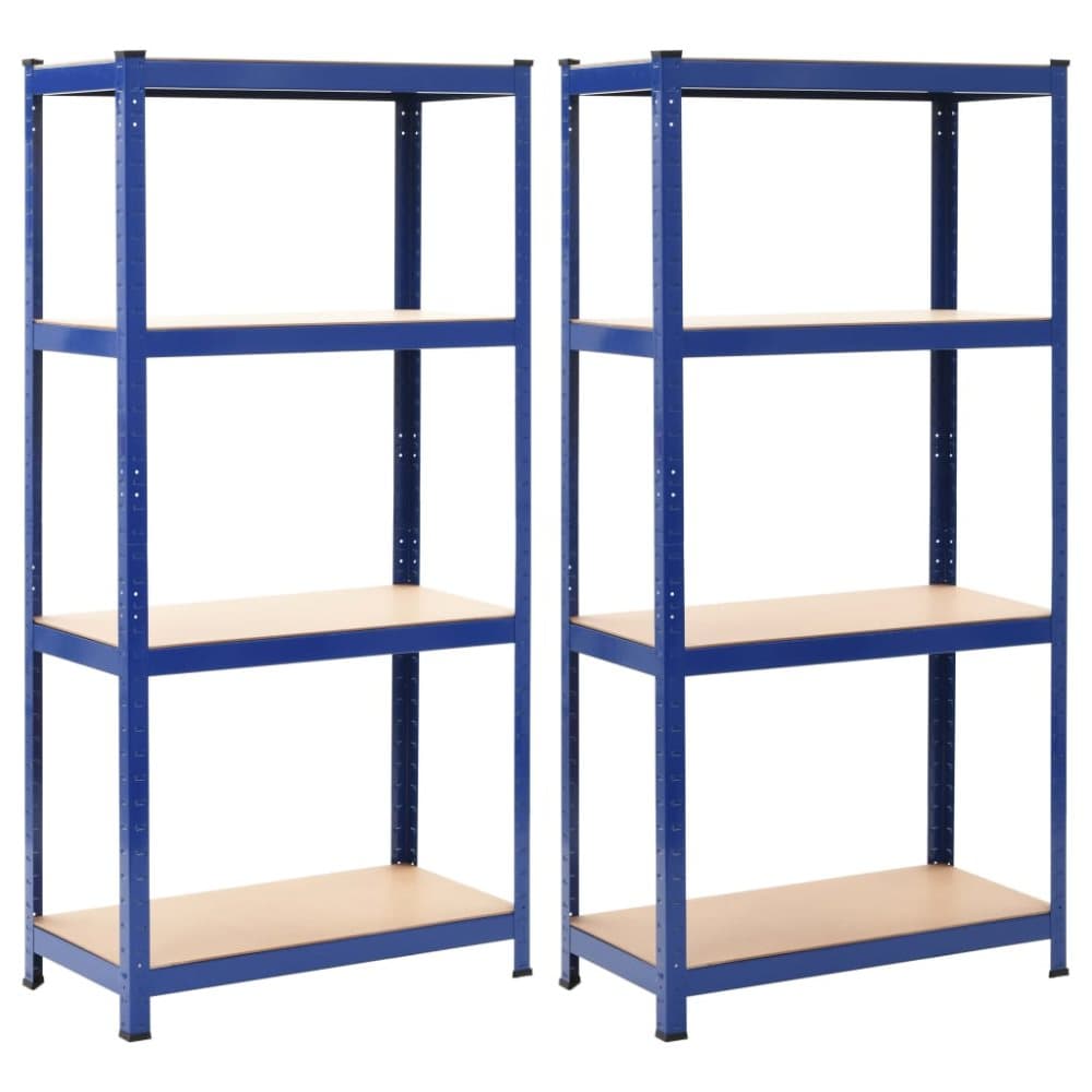 vidaXL Varastohyllyt 2 kpl sininen 80x40x160 cm teräs ja MDF