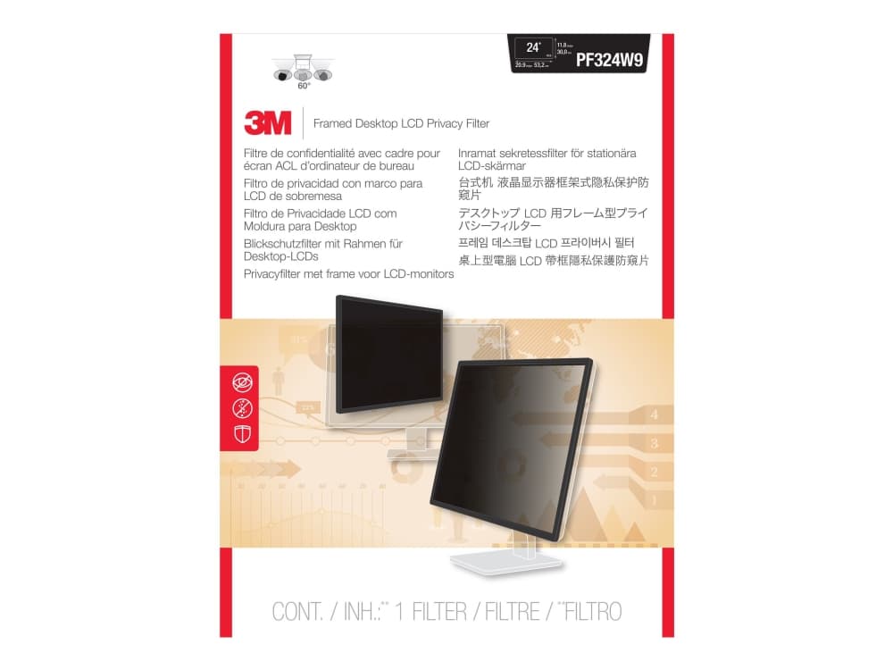 3M personvernfilter med ramme for 24" widescreen - Personvernfilter for skjerm - 24" bredde - svart