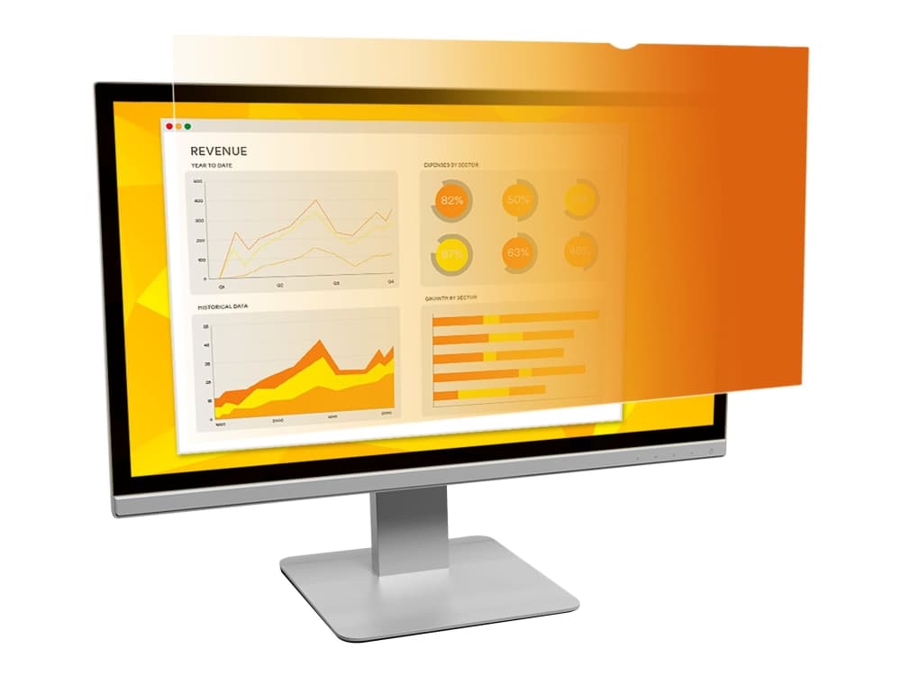 3M personvernfilter i gull for 24" Widescreen Monitor - Personvernfilter for skjerm - 24" bredde - svart, gull