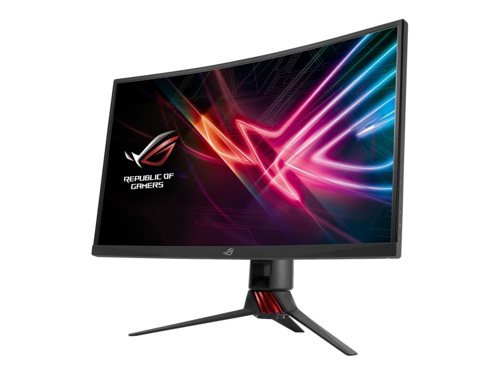ASUS ROG Strix XG27VQ - LED-skärm - böjd - 27" - 1920 x 1080 Full HD (1080p) - VA - 300 cd/m² - 3000:1 - 4 ms - HDMI, DVI-D, DisplayPort - röd, mörkg