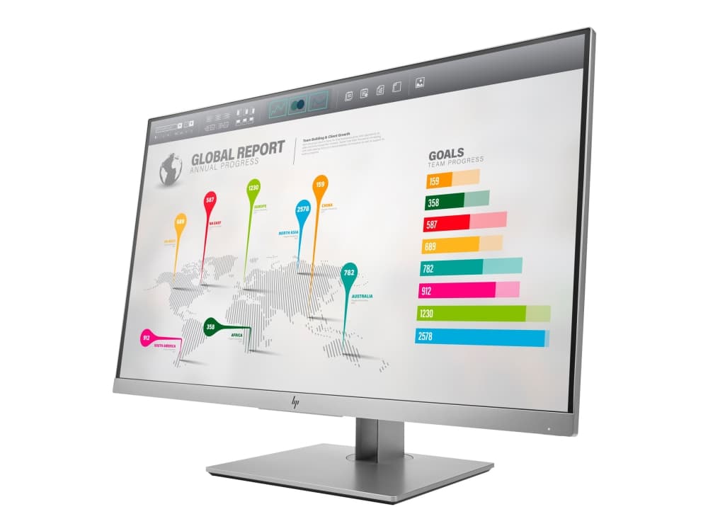 HP EliteDisplay E273q - LED-skjerm - 27" (27" synlig) - 2560 x 1440 QHD @ 60 Hz - IPS - 350 cd/m² - 1000:1 - 5 ms - HDMI, VGA, DisplayPort, USB-C - s