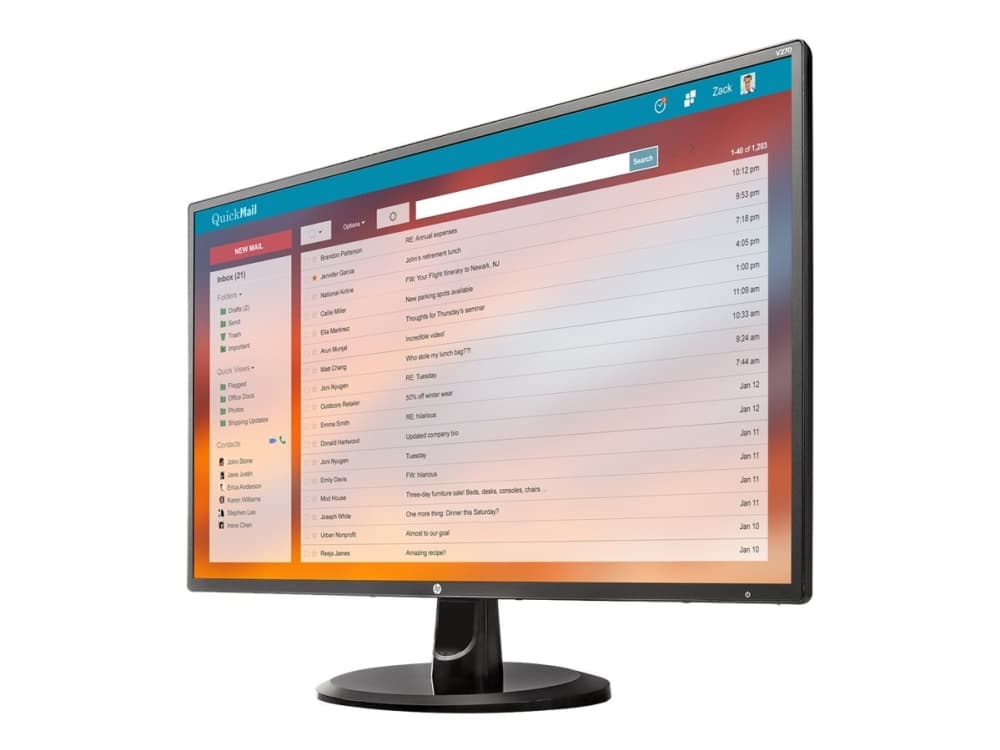 HP V270 - LED-skjerm - 27" - 1920 x 1080 Full HD (1080p) @ 60 Hz - IPS - 300 cd/m² - 1000:1 - 5 ms - HDMI, DVI-D, VGA - svart - for HP t240