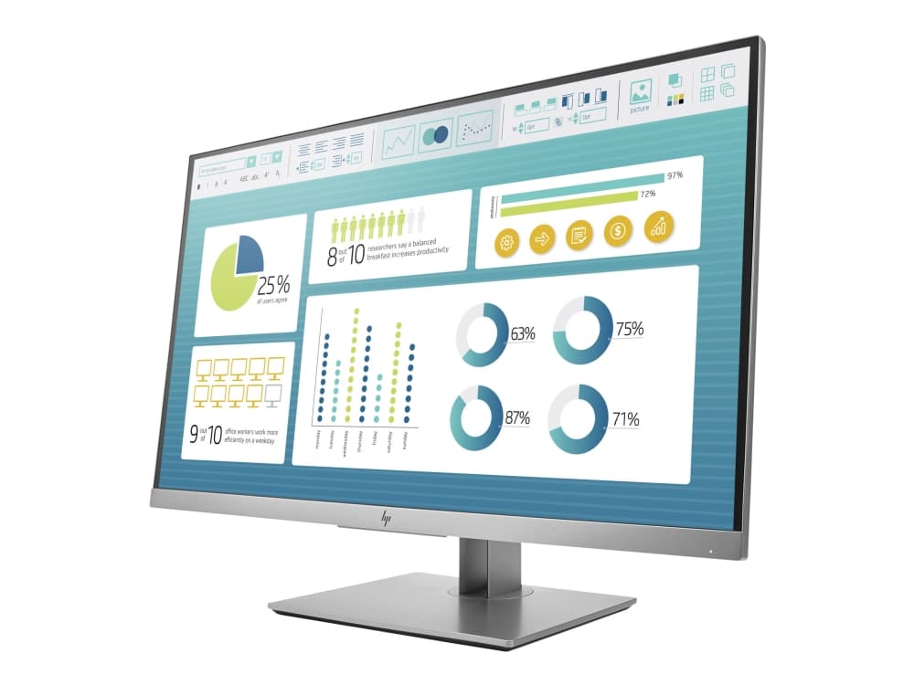 HP EliteDisplay E273 - LED-skärm - 27" - 1920 x 1080 Full HD (1080p) @ 60 Hz - IPS - 250 cd/m² - 1000:1 - 5 ms - HDMI, VGA, DisplayPort