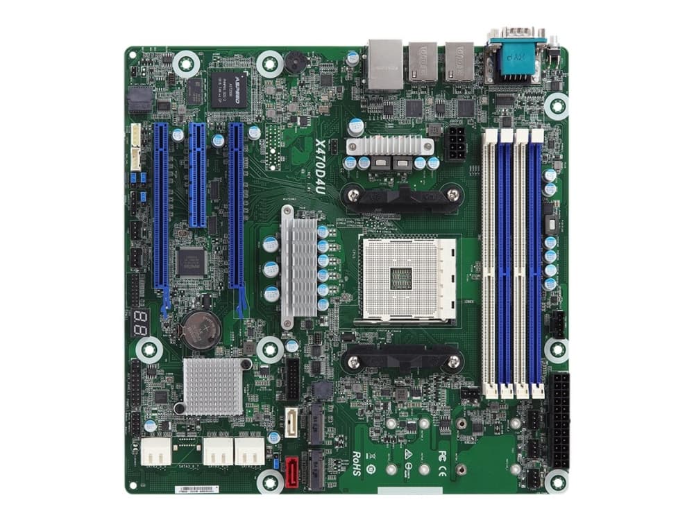 ASRock Rack X470D4U - Hovedkort - mikro ATX - Socket AM4 - AMD X470 - USB 3.1 Gen 1 - 2 x Gigabit LAN - innbygd grafikk
