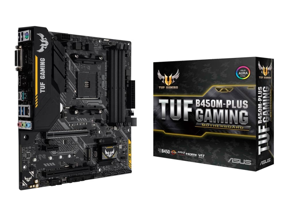 ASUS TUF B450M-PLUS GAMING - Hovedkort - mikro ATX - Socket AM4 - AMD B450 - USB 3.1 Gen 1, USB 3.1 Gen 2, USB-C Gen1 - Gigabit LAN - innbygd grafikk