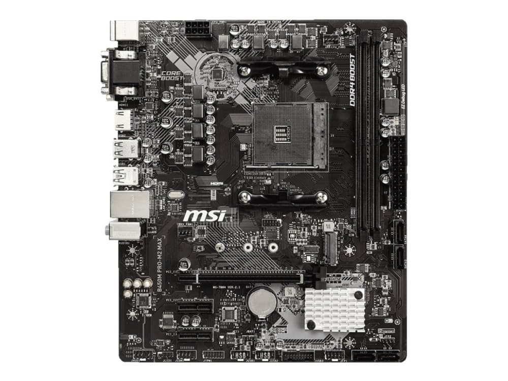 MSI B450M PRO-M2 MAX - Hovedkort - mikro ATX - Socket AM4 - AMD B450 - USB 3.2 Gen 1 - Gigabit LAN - innbygd grafikk (CPU kreves) - HD-lyd (8-kanaler