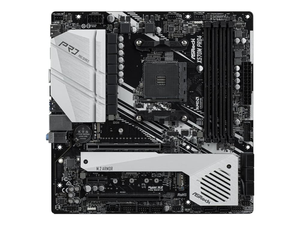 ASRock X570M Pro4 - Hovedkort - mikro ATX - Socket AM4 - AMD X570 - USB-C Gen2, USB 3.2 Gen 1, USB 3.2 Gen 2 - Gigabit LAN - innbygd grafikk (CPU kre