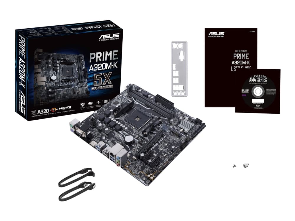 ASUS PRIME A320M-K - Hovedkort - mikro ATX - Socket AM4 - AMD A320 - USB 3.0 - Gigabit LAN - innbygd grafikk (CPU kreves) - HD-lyd (8-kanalers)