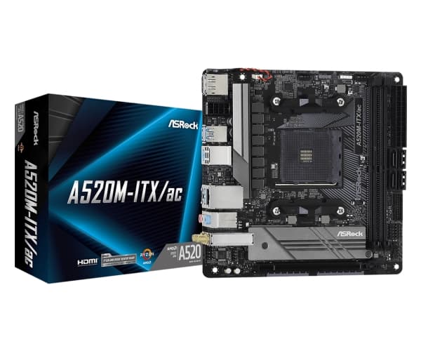 Asrock A520M-ITX/ac, AMD, Stik AM4, AMD Ryzen 3 3rd Gen, 3rd Generation AMD Ryzen 5, 2nd Generation AMD Ryzen™ 7, 3. generation AMD..., DDR4-SDRAM, D