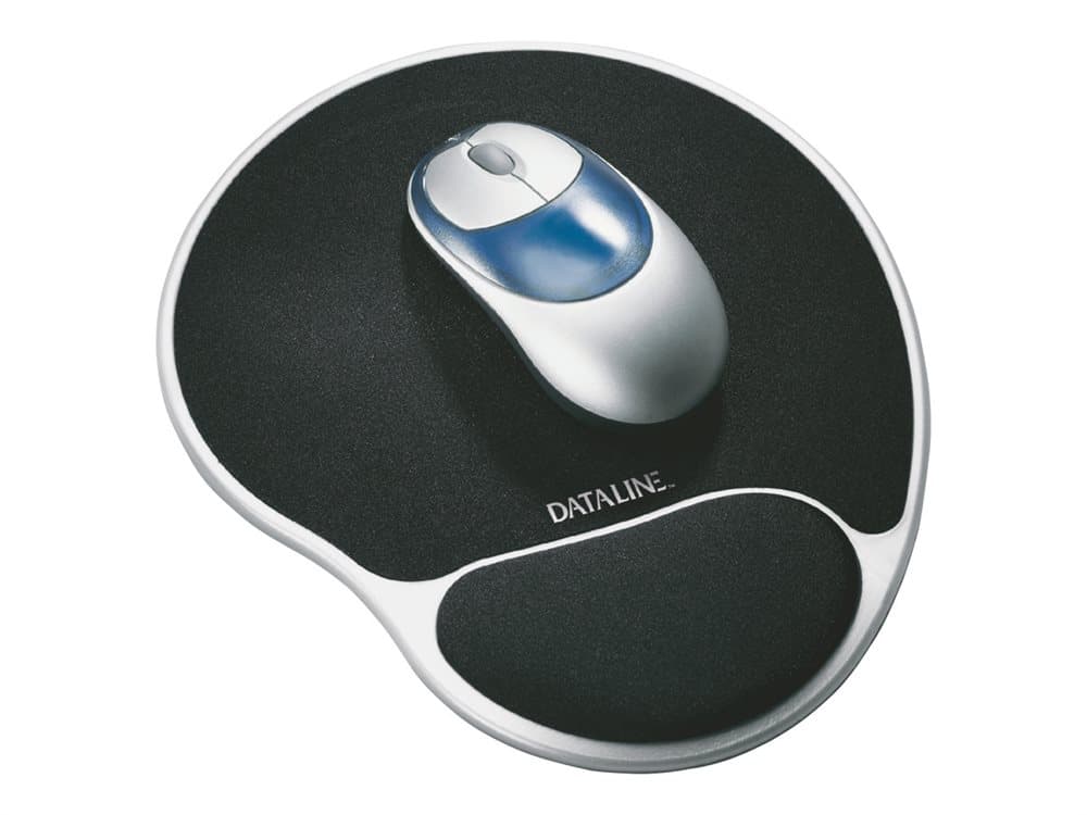 DATALINE Premium Gel Mouse Pad - Mustablett med handledskudde - svart, silver