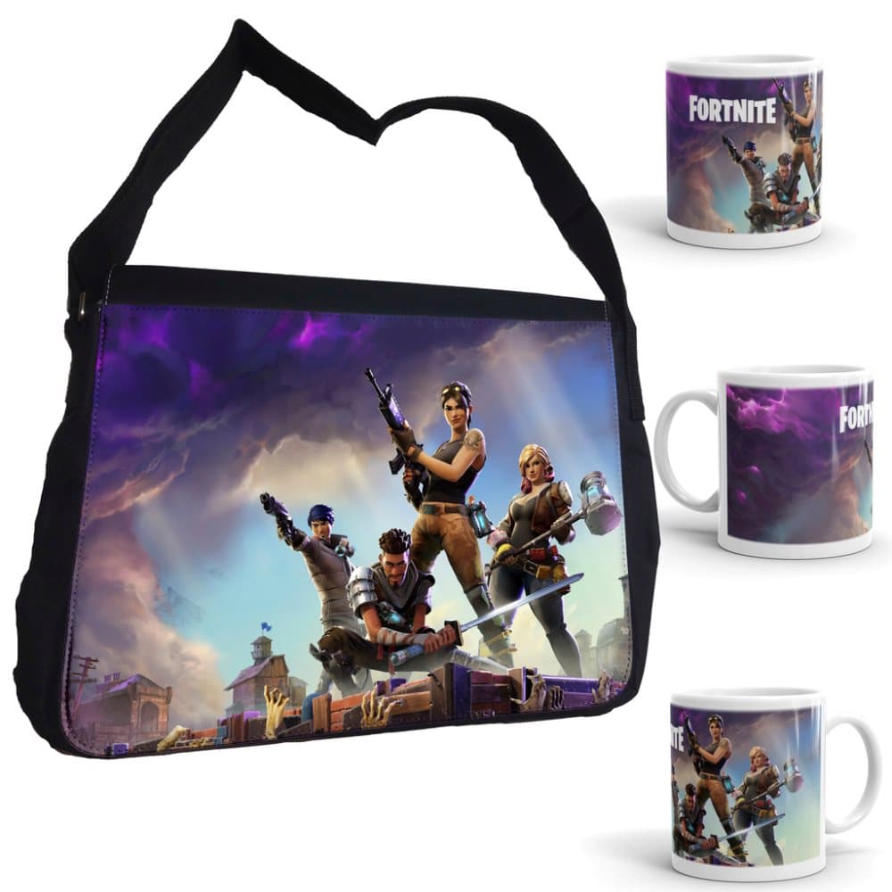 Fortnite väska med axelrem + mugg paket