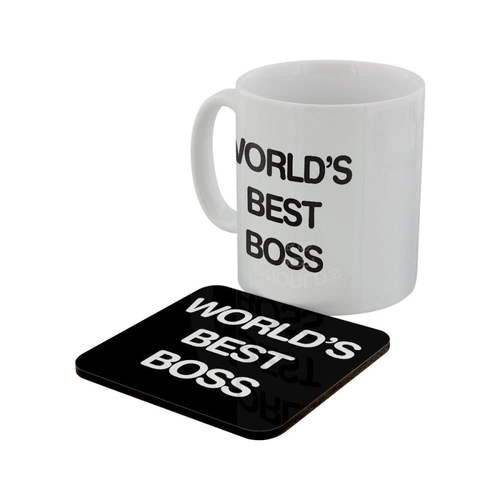 Grindstore World`s Best Boss Mug & Coaster Set