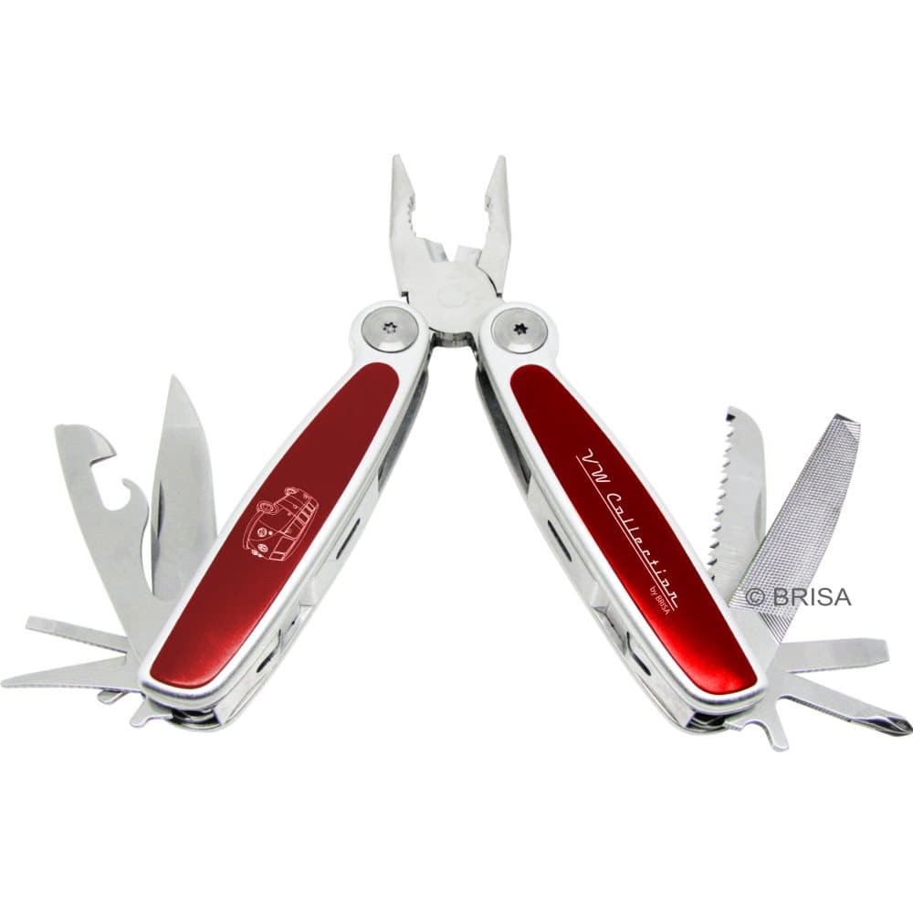BRISA VW Collection - Volkswagen Bus T1 Camper Van Transporter Multitool lommekniv i gaveæske (Red)