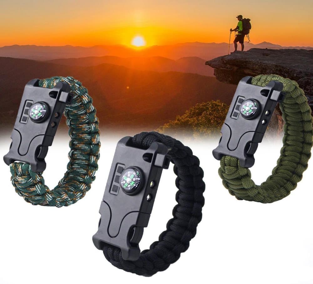Survival rannekoru 4 toiminnolla paracord miesten muoti ulkona