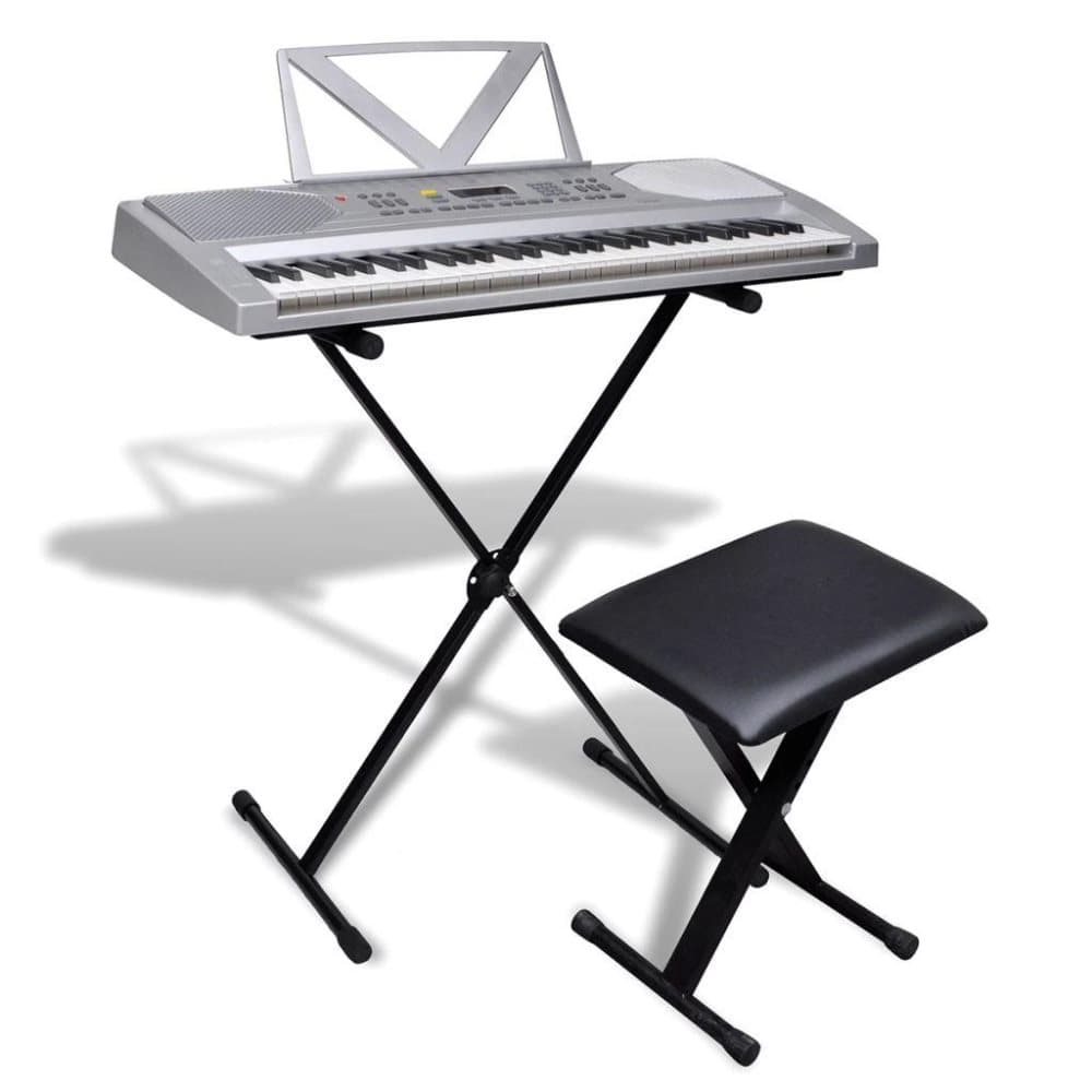 vidaXL Elektronisk Keyboard med 61 tangenter og Musikkstativ + Krakk
