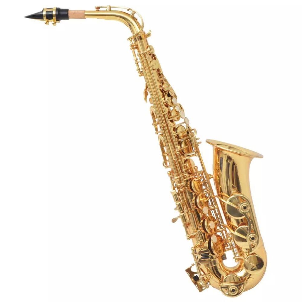 vidaXL Altsaxofon gul mässing med guldlack Eb
