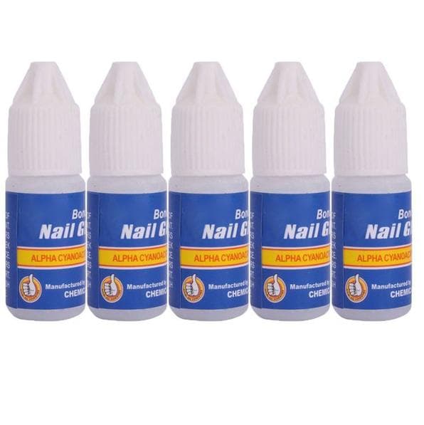 5-pack nagellim, lim för lösnaglar, nagelstenar, stripes