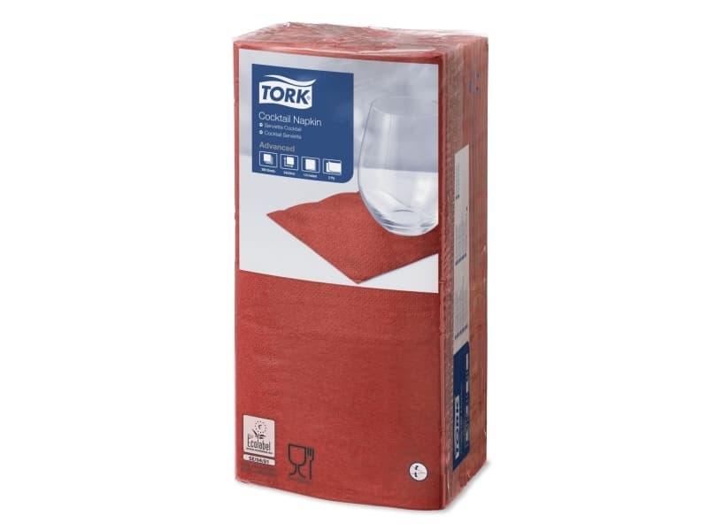 Serviet Tork 24x24 cm 2-lag Rød,200 stk/pk