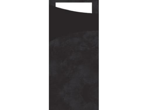 Sachetto 8.5x20 cm Sort med Hvid Serviet,100 Stk/pk