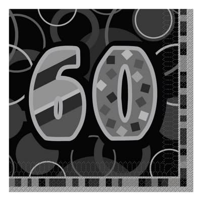 Unique Party Black Glitz 60th Birthday Party Napkins