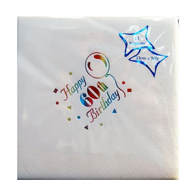 NPK 60th Birthday Foil Printed Napkins (Pack Of 15)