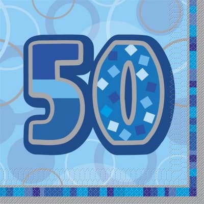 Unique Party Blue Glitz 50th Birthday Party Napkins