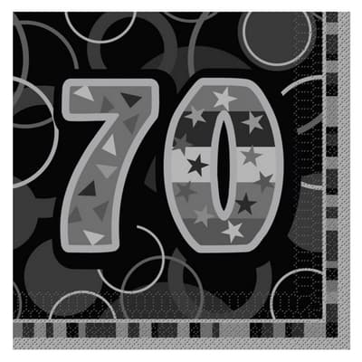 Unique Party Black Glitz 70th Birthday Party Napkins