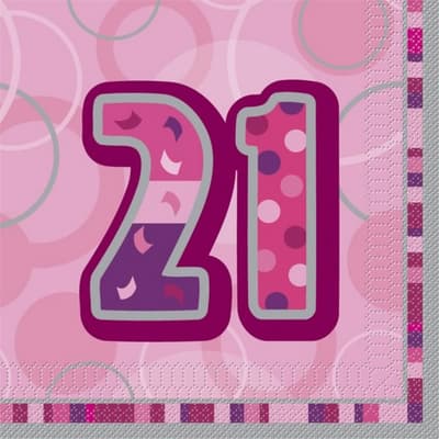 Unique Party Pink Glitz 21st Birthday Party Napkins