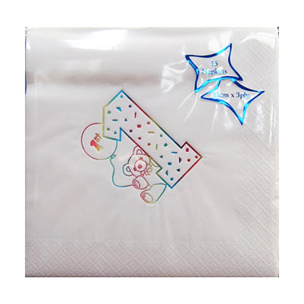 NPK 1st Birthday Foil Printed Napkins (Pack Of 15)