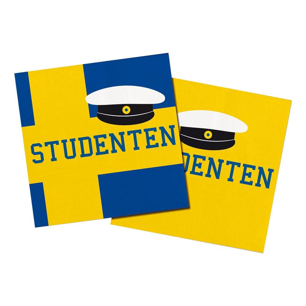 Servetter Blå/gul Student - 20-pack