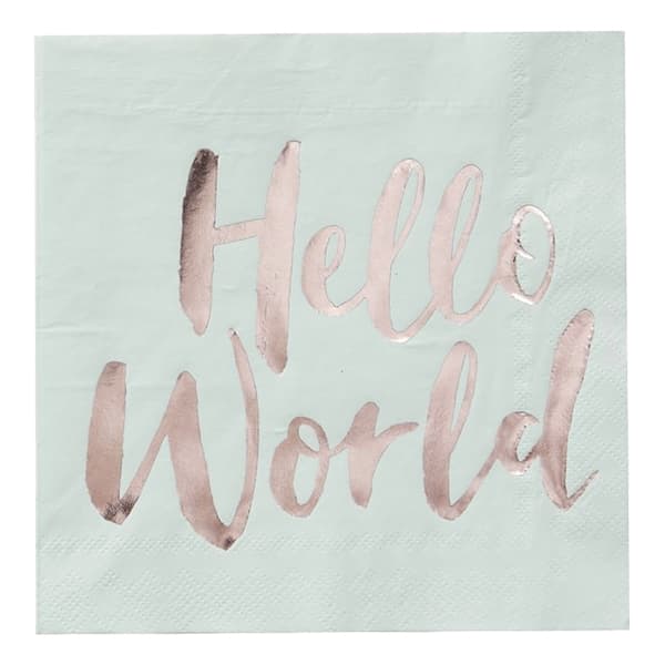 Servietter Hello World Mint/Rosegull