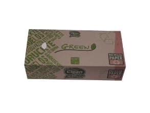 Ansigtsserviet Green 3 lag 20x21 cm 100% genbrugs serviet og pakning,21 pk x 100 stk/krt