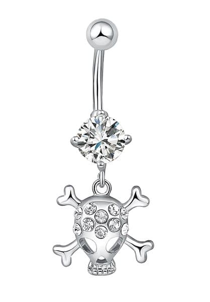 navelpiercing döskalle med CZ