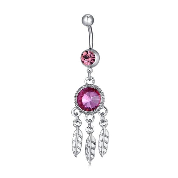 1 drömfångare navelpiercing rosa strass