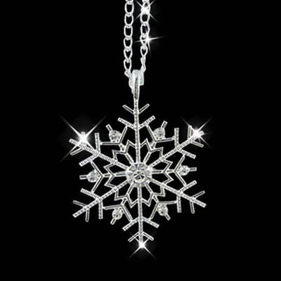 Silver Halsband till Jul / Christmas - Snöflinga med Kristaller