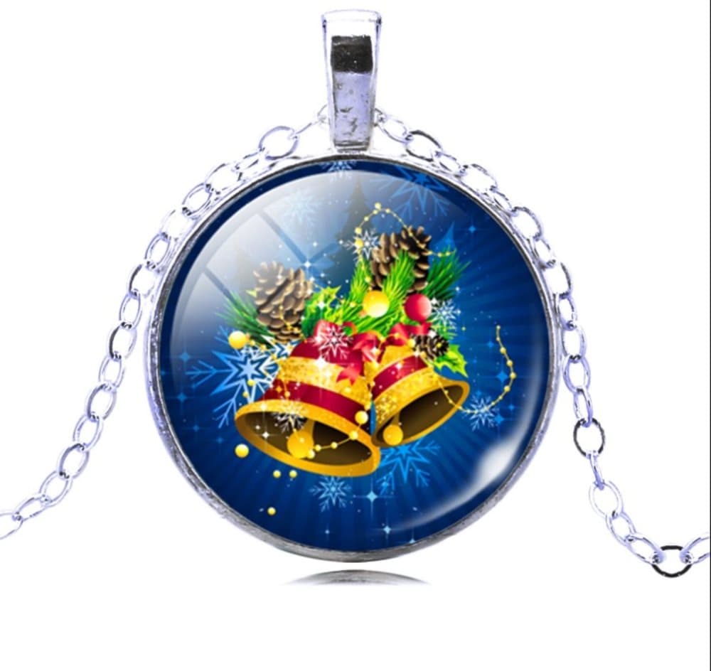 Silver Halsband till Jul / Christmas - Jul Klocka / Bjällra