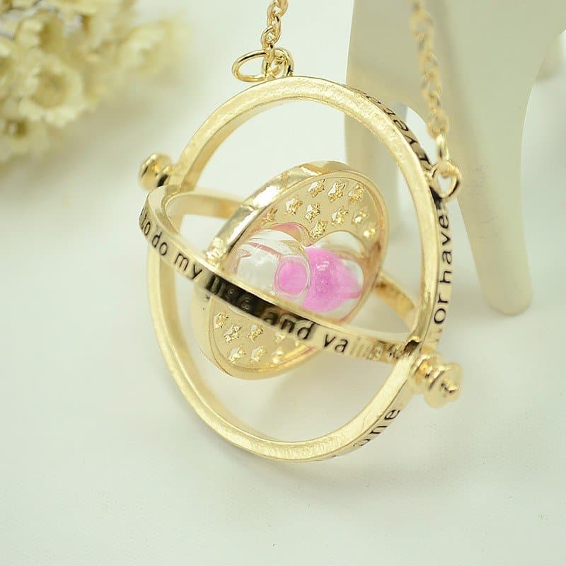 Harry Potter Guld Halsband - Hermiones Time Turner - Rosa Sand