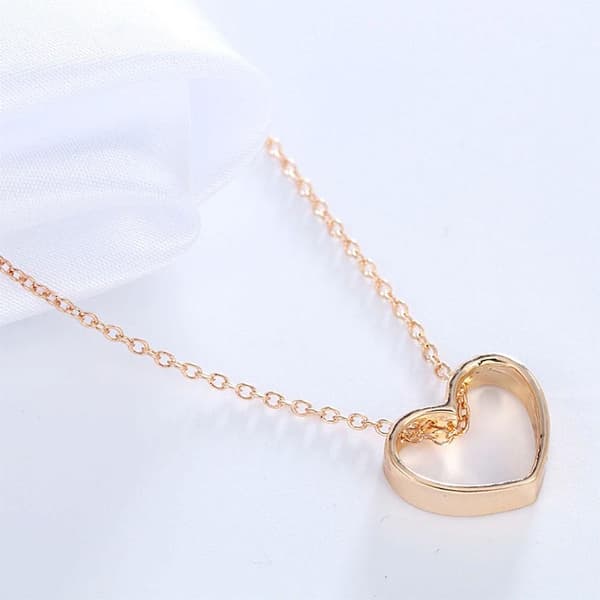 Halsband med hänge - "Heart Outline" Silver / Guld