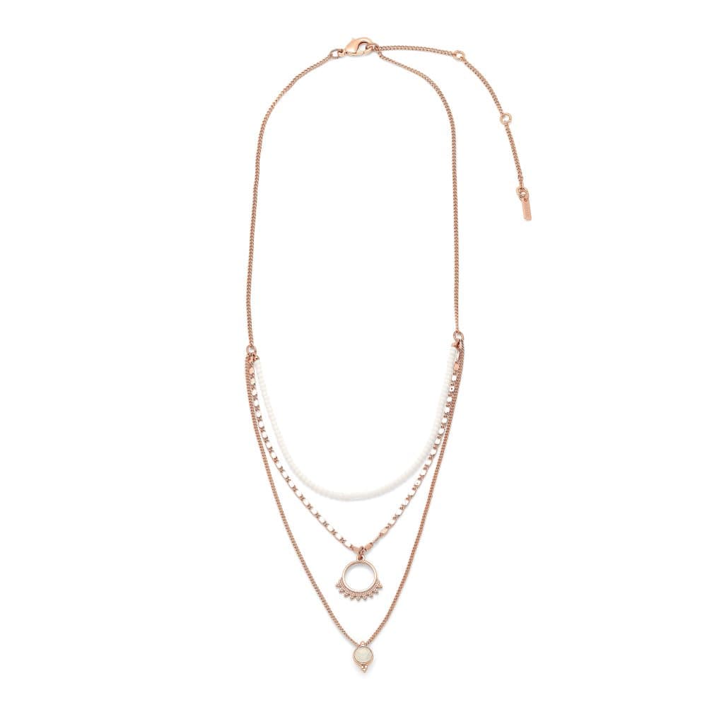 Pilgrim Halskjede, Kiku, Rose Gold Plated, White