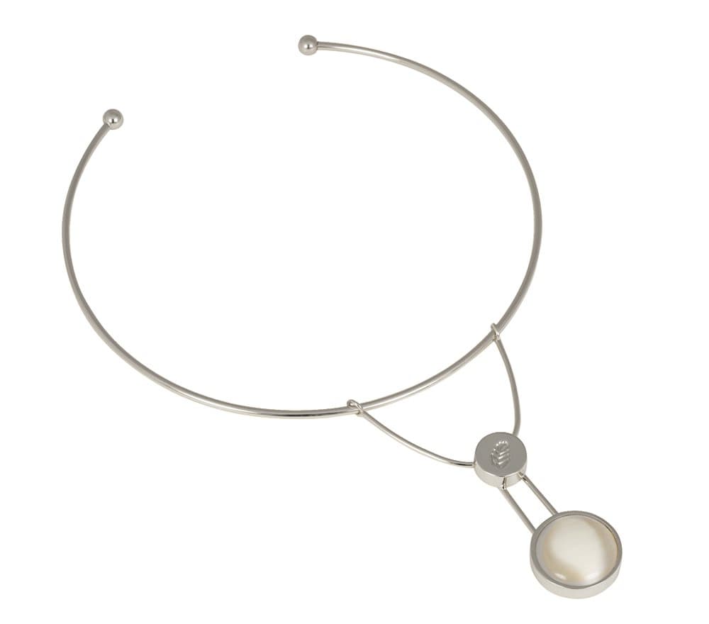 Ioaku Moon Necklace Alloy Silver/Cotton white
