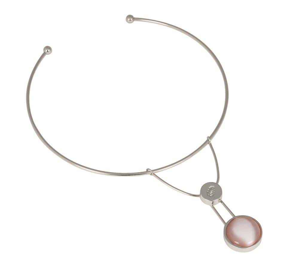 Ioaku Moon Necklace Alloy Silver/Light Pink