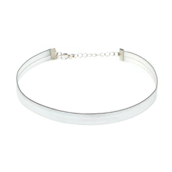 konstläder choker silverfärg