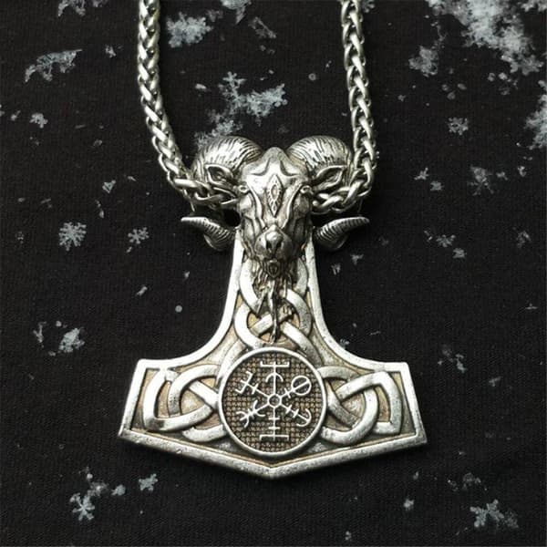 Ged ram thor hammer viking amulet vedhæng halskæde