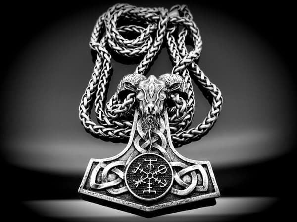 Ged ram thor hammer viking amulet vedhæng halskæde