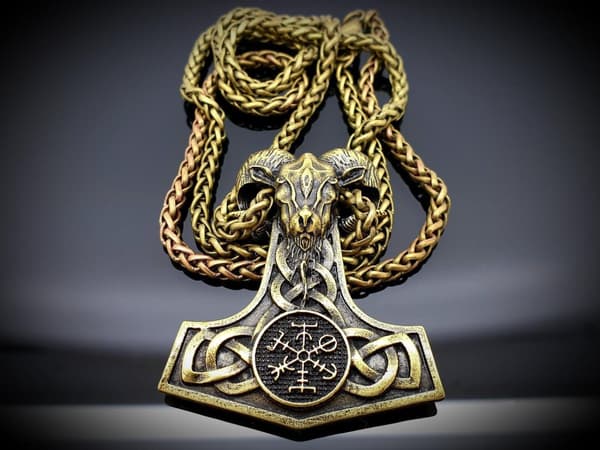 Ged ram thor hammer viking amulet vedhæng halskæde