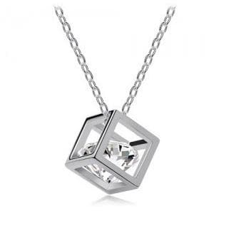 Halsband liten 3D-box med kristall - Olika färger
