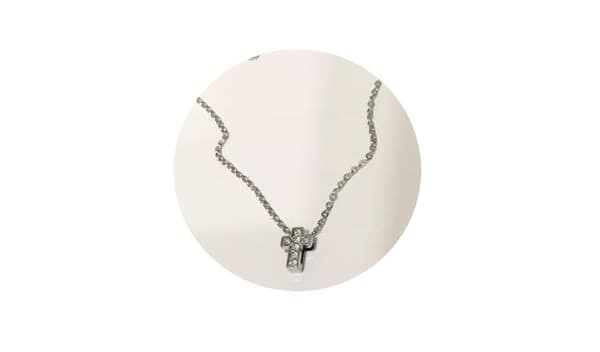 1 gullig mini strass kors med halsband stål