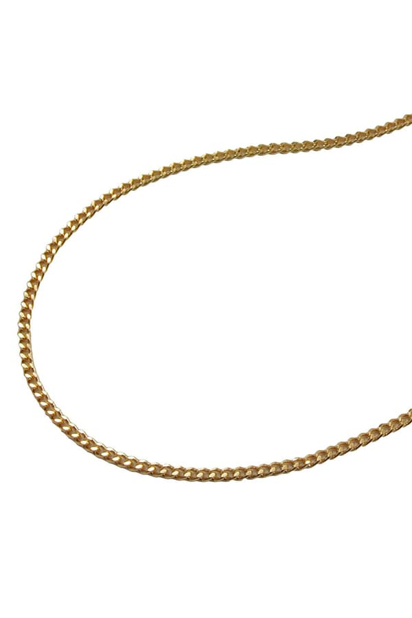 Necklace 1.3mm Flat Curb Chain Diamond Cut Gold Plated Amd 40cm - GL201401-40