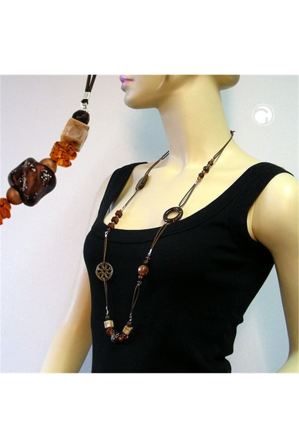 Necklace Brown Beads 95cm - GL02626